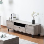 Apollo Gray Oak Finish TV Stand with Storage, Cable Management and Black Handles