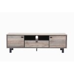 Apollo Gray Oak Finish TV Stand with Storage, Cable Management and Black Handles