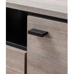 Apollo Gray Oak Finish TV Stand with Storage, Cable Management and Black Handles