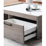 Apollo Gray Oak Finish Coffee Table with Marble Finish Top with Drawer