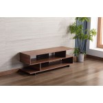 Iris Brown Walnut Finish TV Stand with 2 Levels of Shelves and Black Legs