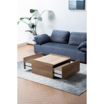 Eleanor Light Brown Wood Finish Coffee Table with 2 Handleless drawers