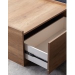 Eleanor Light Brown Wood Finish Coffee Table with 2 Handleless drawers