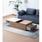 Arlo Light Brown Wood Finish Coffee Table with Hidden Compartments and 2 Drawers