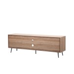 Aurora Light Brown Wood TV Stand with 2 White Cabinets and Modular Shelves