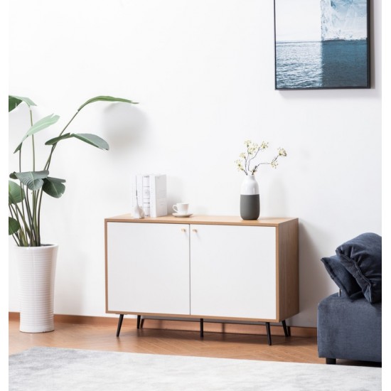 Carlotta Light Brown and White Storage Console Cabinet Table