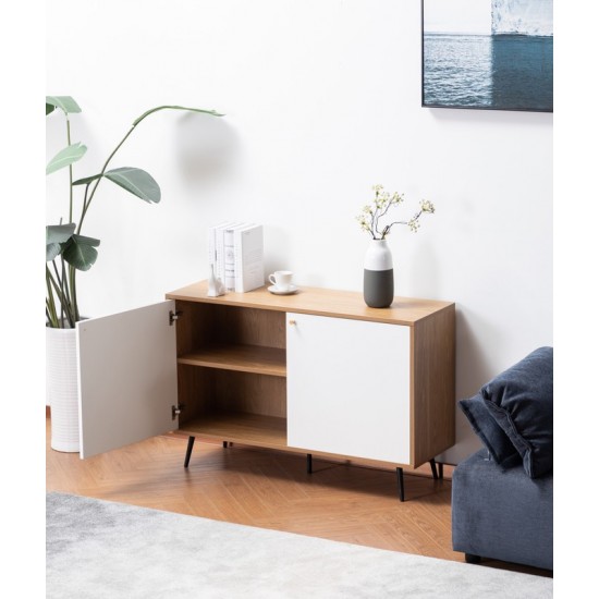 Carlotta Light Brown and White Storage Console Cabinet Table