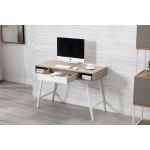 Julia Light Brown Oak and White Desk with Drawer and 2 Compartments