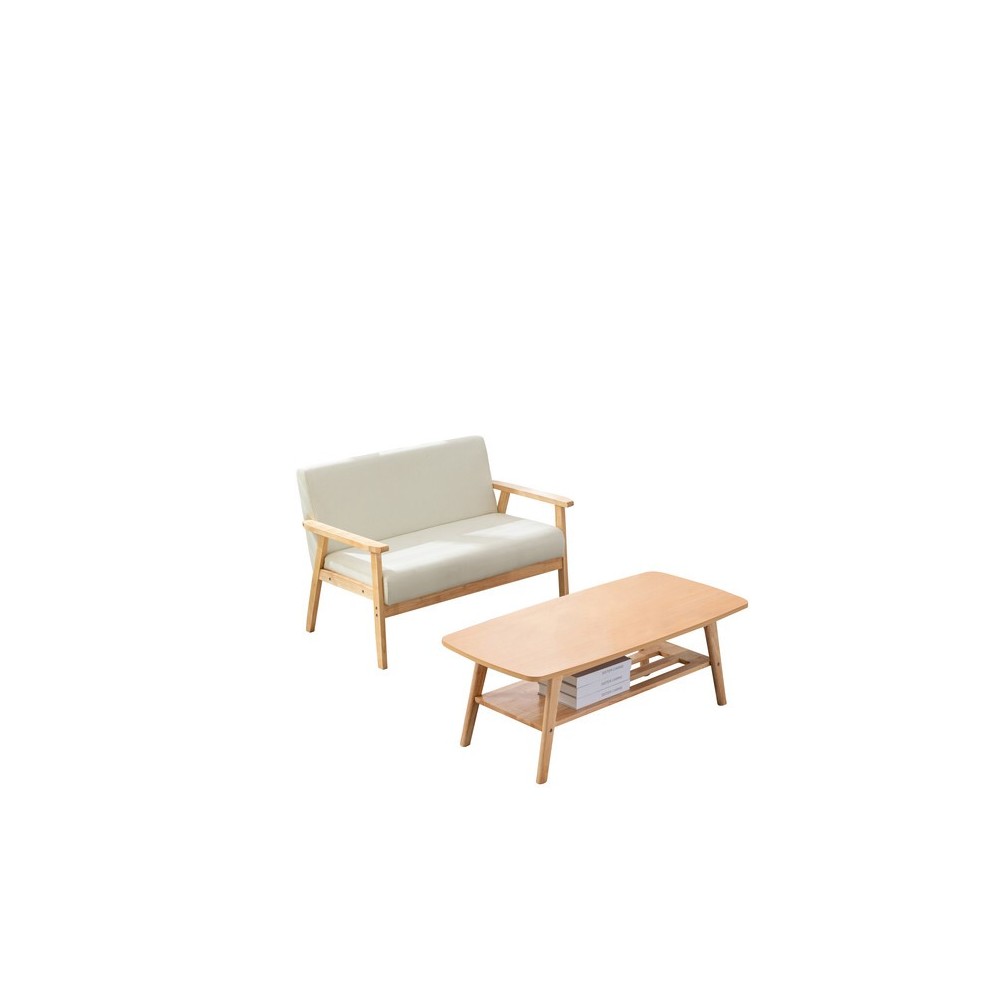 Bahamas Coffee Table and Beige Loveseat Set