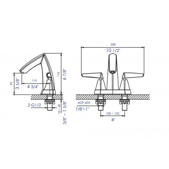 ALFI brand AB1003-PC Polished Chrome Two-Handle 4'' Centerset Bathroom Faucet