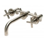 ALFI brand Brushed Nickel 8" Widespread Wall-Mounted Cross Handle Faucet