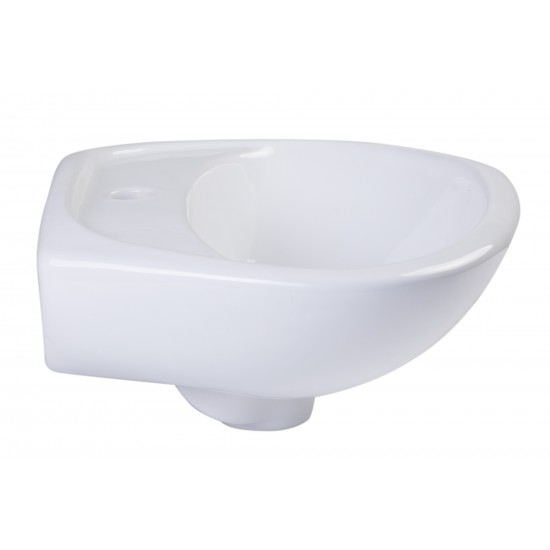 ALFI brand AB106 White Small Porcelain Wall Mount Basin with Overflow