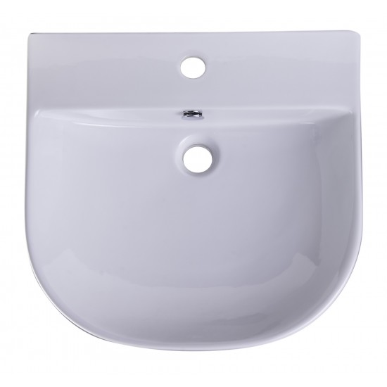 ALFI brand AB110 20" White D-Bowl Porcelain Wall Mounted Bath Sink
