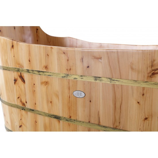 ALFI brand AB1103 59" Free Standing Cedar Wood Bathtub with Bench