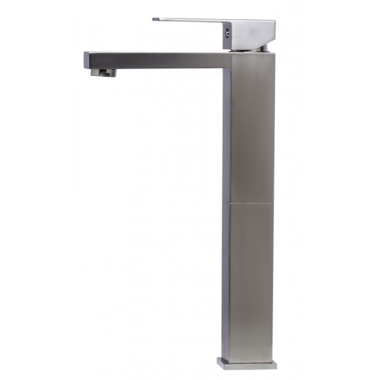 ALFI brand AB1129-BN Brushed Nickel Tall Square Single Lever Bathroom Faucet