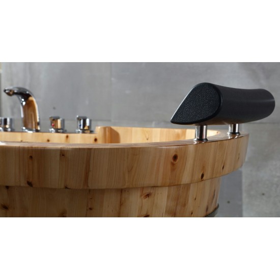 ALFI brand 65" 2 Person Free Standing Wooden Bathtub with Fixtures & Headrests