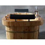 ALFI brand 65" 2 Person Free Standing Wooden Bathtub with Fixtures & Headrests