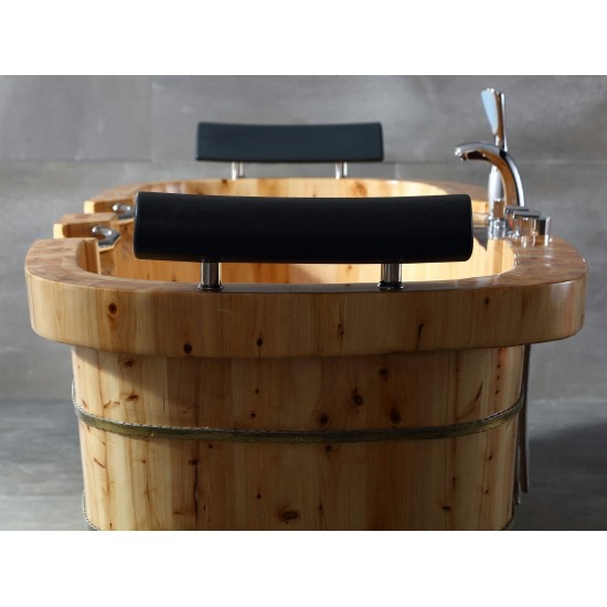ALFI brand 65" 2 Person Free Standing Wooden Bathtub with Fixtures & Headrests