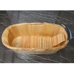 ALFI brand AB1163 61" Free Standing Wooden Bathtub with Cushion Headrest