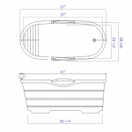 ALFI brand AB1163 61" Free Standing Wooden Bathtub with Cushion Headrest