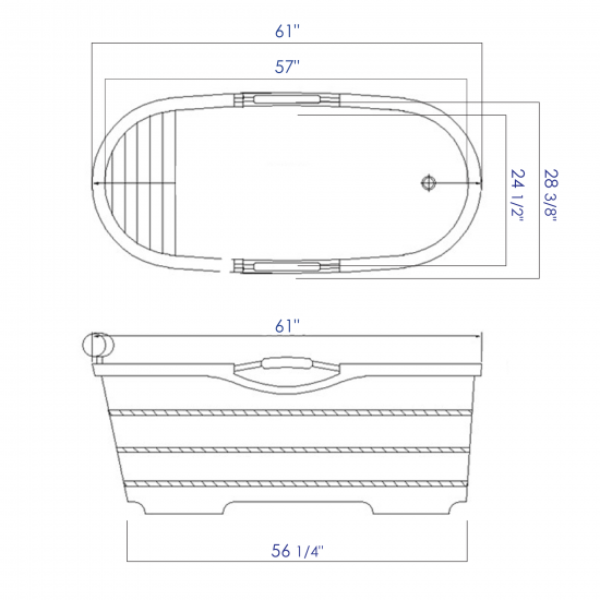 ALFI brand AB1163 61" Free Standing Wooden Bathtub with Cushion Headrest