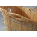 ALFI brand AB1187 57" Free Standing Rubber Wooden Soaking Bathtub with Headrest