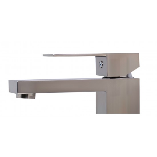 ALFI brand AB1229-BN Brushed Nickel Square Single Lever Bathroom Faucet