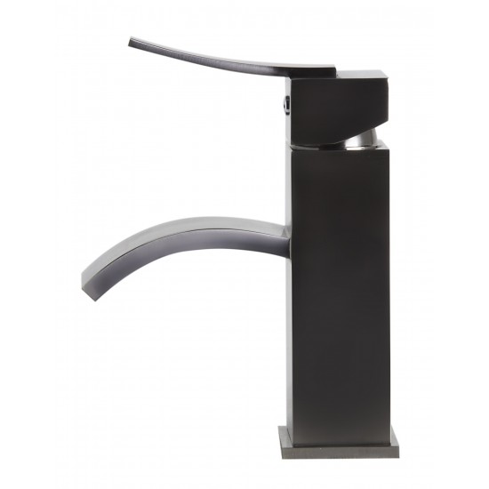 ALFI brand Brushed Nickel Square Body Curved Spout Single Lever Bathroom Faucet