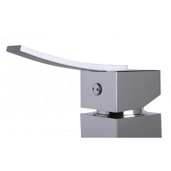 ALFI brand Polished Chrome Square Body Curved Spout Single Lever Bathroom Faucet
