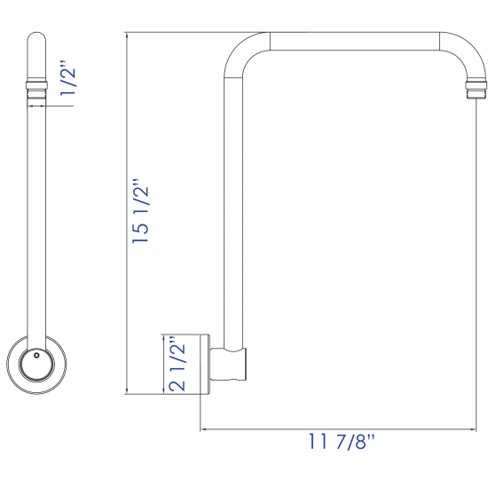 ALFI brand AB12GRW-PC Polished Chrome 12" Round Raised Wall Mounted Shower Arm