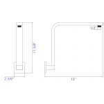 ALFI brand AB12GSW-BN Brushed Nickel 12" Square Raised Wall Mounted Shower Arm