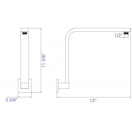 ALFI brand AB12GSW-BN Brushed Nickel 12" Square Raised Wall Mounted Shower Arm