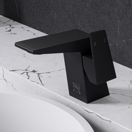 ALFI brand AB1470-BM Black Matte Single Hole Bathroom Faucet