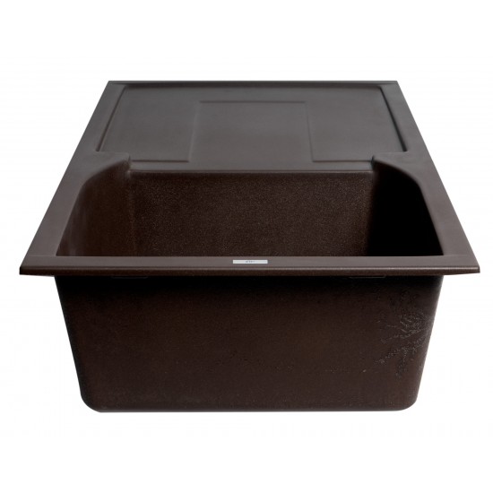 ALFI brand Chocolate 34" Single Bowl Composite Kitchen Sink with Drainboard