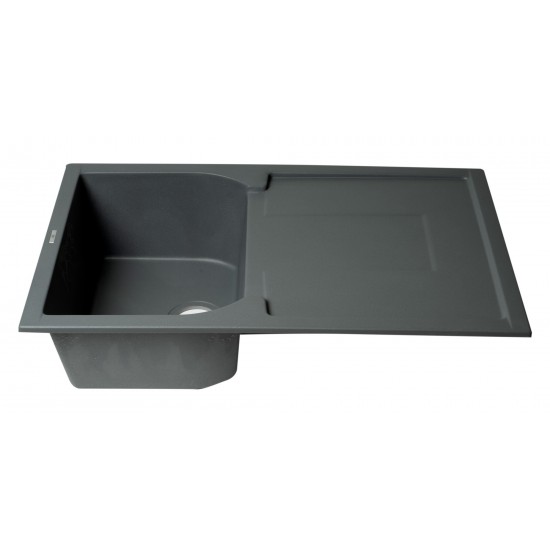 ALFI brand Titanium 34" Single Bowl Composite Kitchen Sink with Drainboard