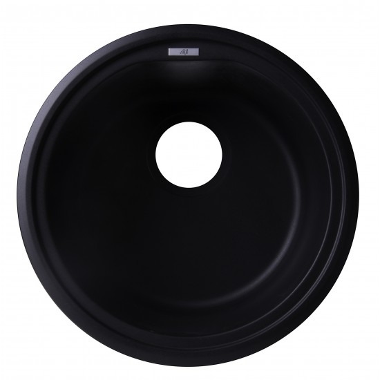 ALFI brand Black 17" Drop-In Round Granite Composite Kitchen Prep Sink