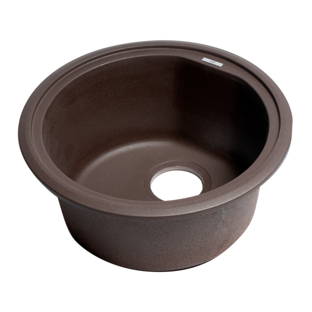 ALFI brand Chocolate 17" Drop-In Round Granite Composite Kitchen Prep Sink