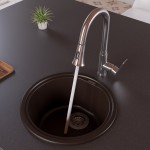 ALFI brand Chocolate 17" Drop-In Round Granite Composite Kitchen Prep Sink