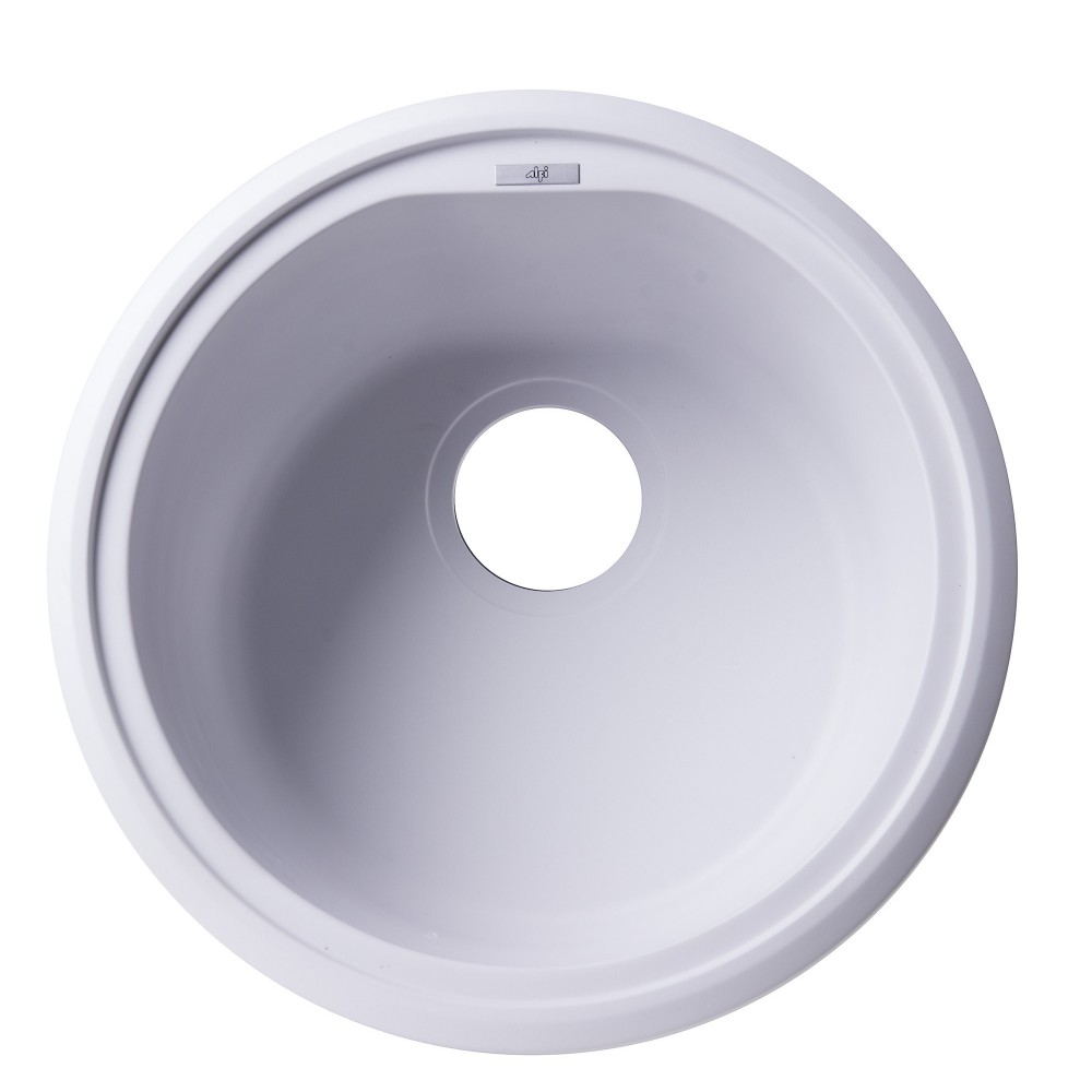 ALFI brand White 17" Drop-In Round Granite Composite Kitchen Prep Sink ALFI brand White 17" Drop-In Round Granite Composite Kitchen Prep Sink