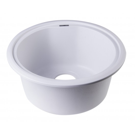 ALFI brand White 17" Drop-In Round Granite Composite Kitchen Prep Sink