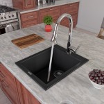 ALFI brand Black 17" Drop-In Rectangular Granite Composite Kitchen Prep Sink