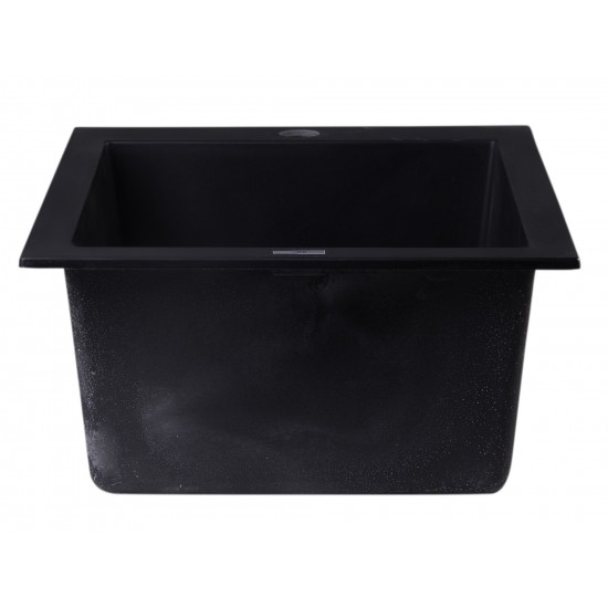 ALFI brand Black 17" Drop-In Rectangular Granite Composite Kitchen Prep Sink