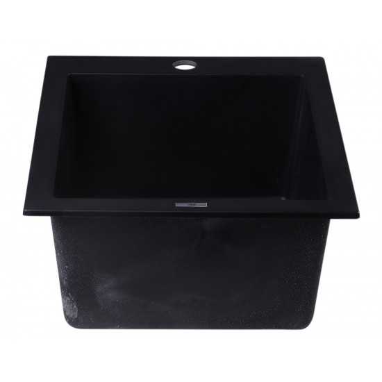 ALFI brand Black 17" Drop-In Rectangular Granite Composite Kitchen Prep Sink