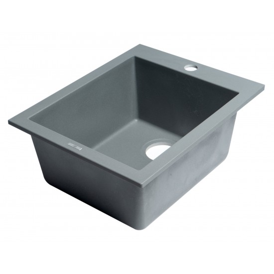 ALFI brand Titanium 17" Drop-In Rectangular Granite Composite Kitchen Prep Sink