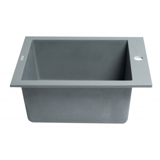 ALFI brand Titanium 17" Drop-In Rectangular Granite Composite Kitchen Prep Sink