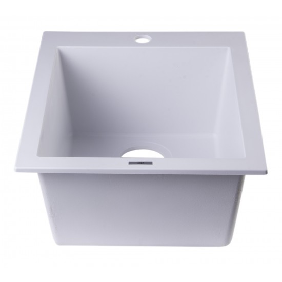 ALFI brand White 17" Drop-In Rectangular Granite Composite Kitchen Prep Sink