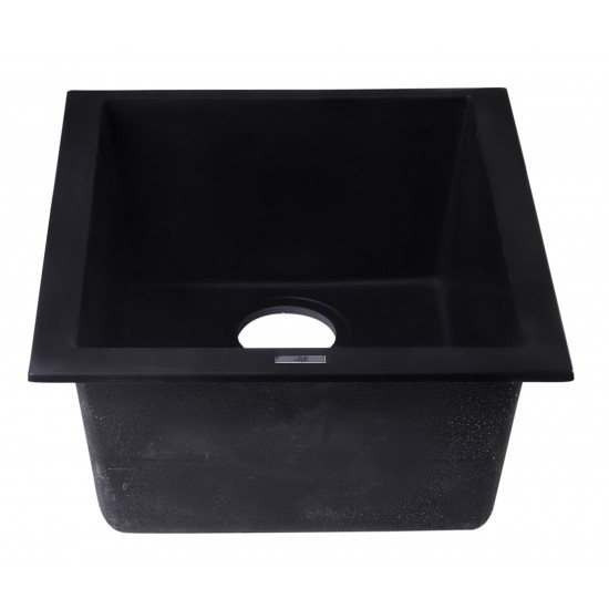 ALFI brand Black 17" Undermount Rectangular Granite Composite Kitchen Prep Sink