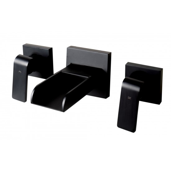 ALFI brand Black Matte Widespread Wall Mounted Modern Waterfall Bathroom Faucet