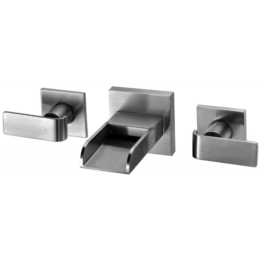 ALFI brand Brushed Nickel Widespread Wall Mounted Waterfall Bathroom Faucet ALFI brand Brushed Nickel Widespread Wall Mounted Waterfall Bathroom Faucet