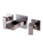 ALFI brand Brushed Nickel Widespread Wall Mounted Waterfall Bathroom Faucet